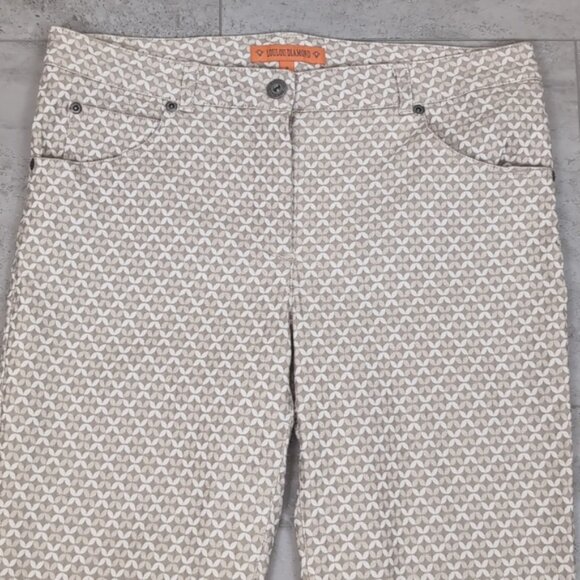 3/$20 LouLou Diamond Straight Leg Pants Stretch Patterned Textured Neutral - Picture 2 of 8